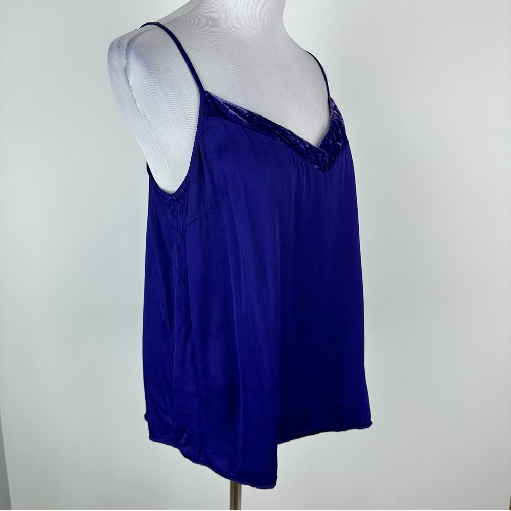 Anthropologie Floreat Purple Velvet Trim Cami Top Size Large - Picture 4 of 12